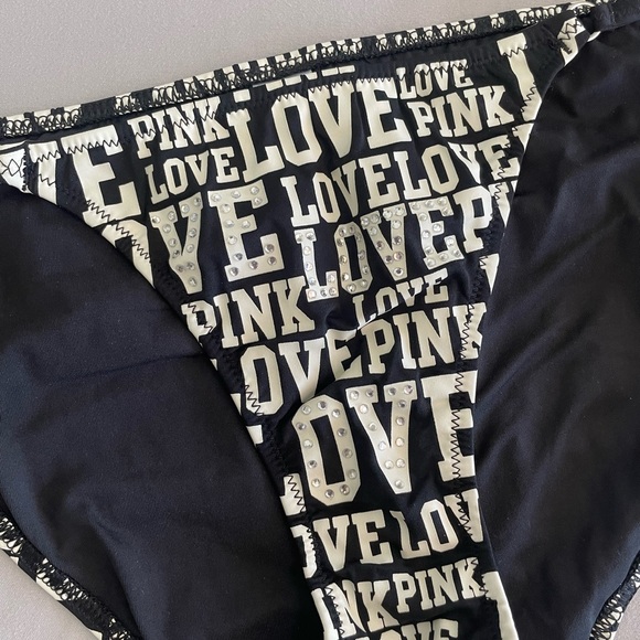 🌟SALE🌟 PINK Victoria’s Secret Rhinestone Bikini, Black/White - Picture 8 of 8